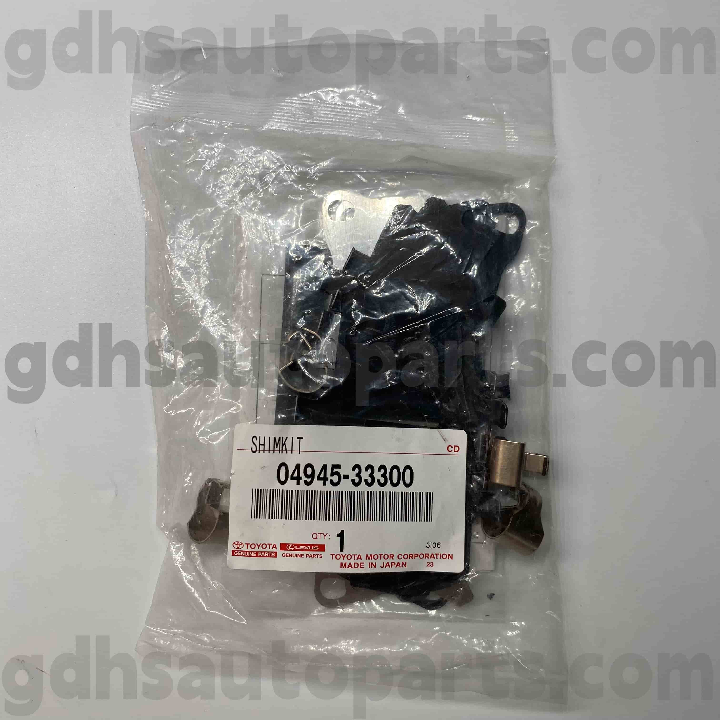 04945-33300 Toyota Pièces de freins authentiques PADS ISOLATIONS SON SON POUR VENZA, NOUVEAU MODÈLE, Harrier Châssis no. Axvh70